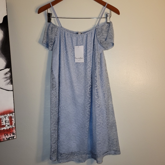 love, Fire Dresses & Skirts - LOVE, FIRE MINI COLD SHOULDER LACE DRESS